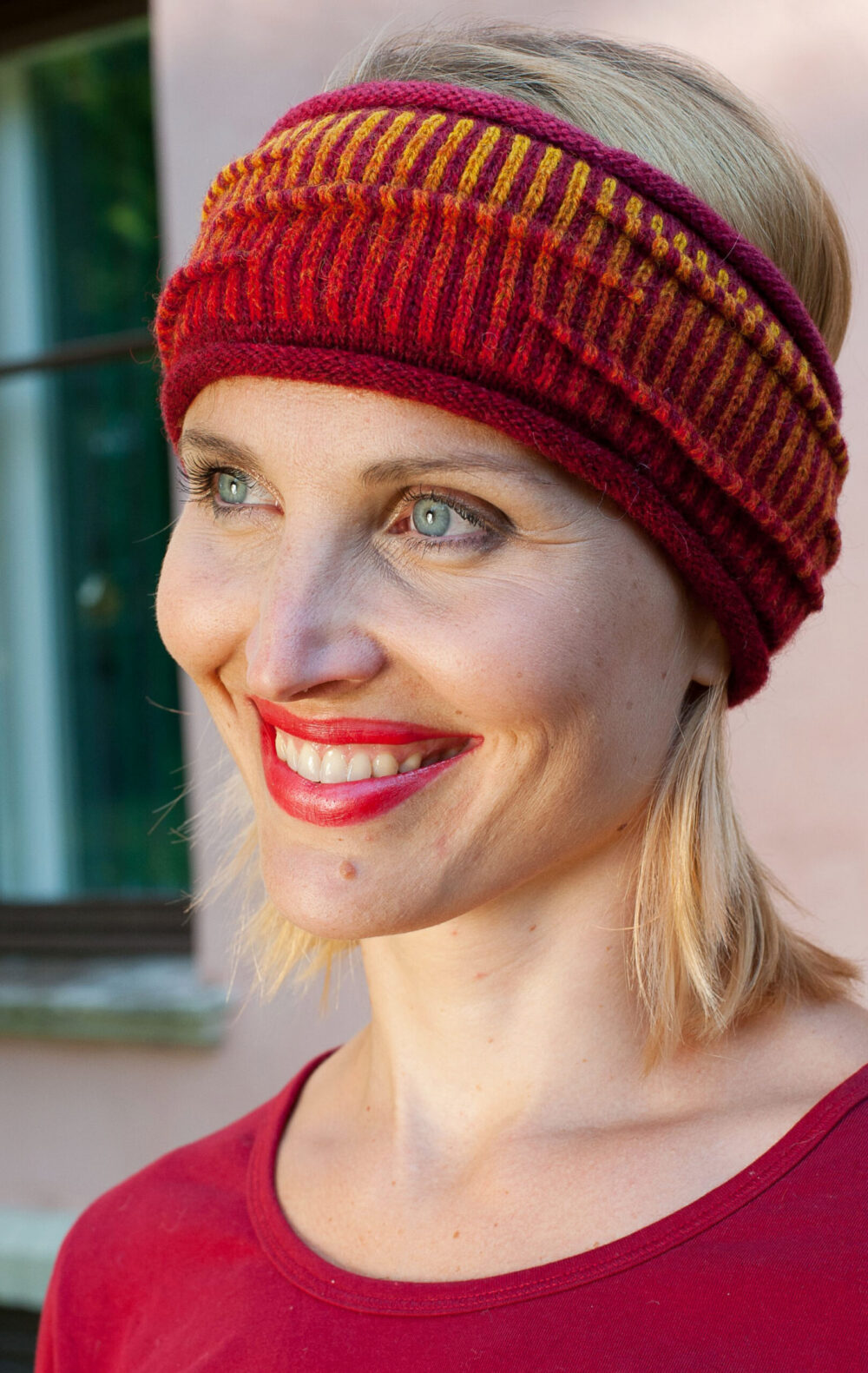 h-21-eme-wool-headband-cord-pleats-stripes-front Wool headband with cord pleats and stripes - Image 1