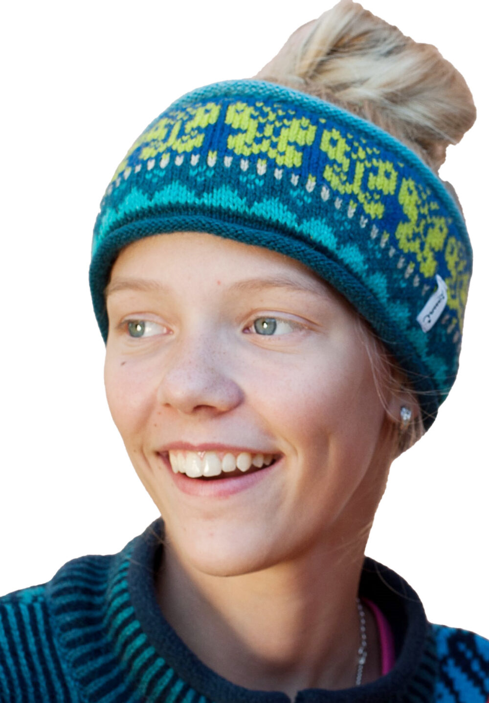 Wool headband with butterfly pattern - Image 1
