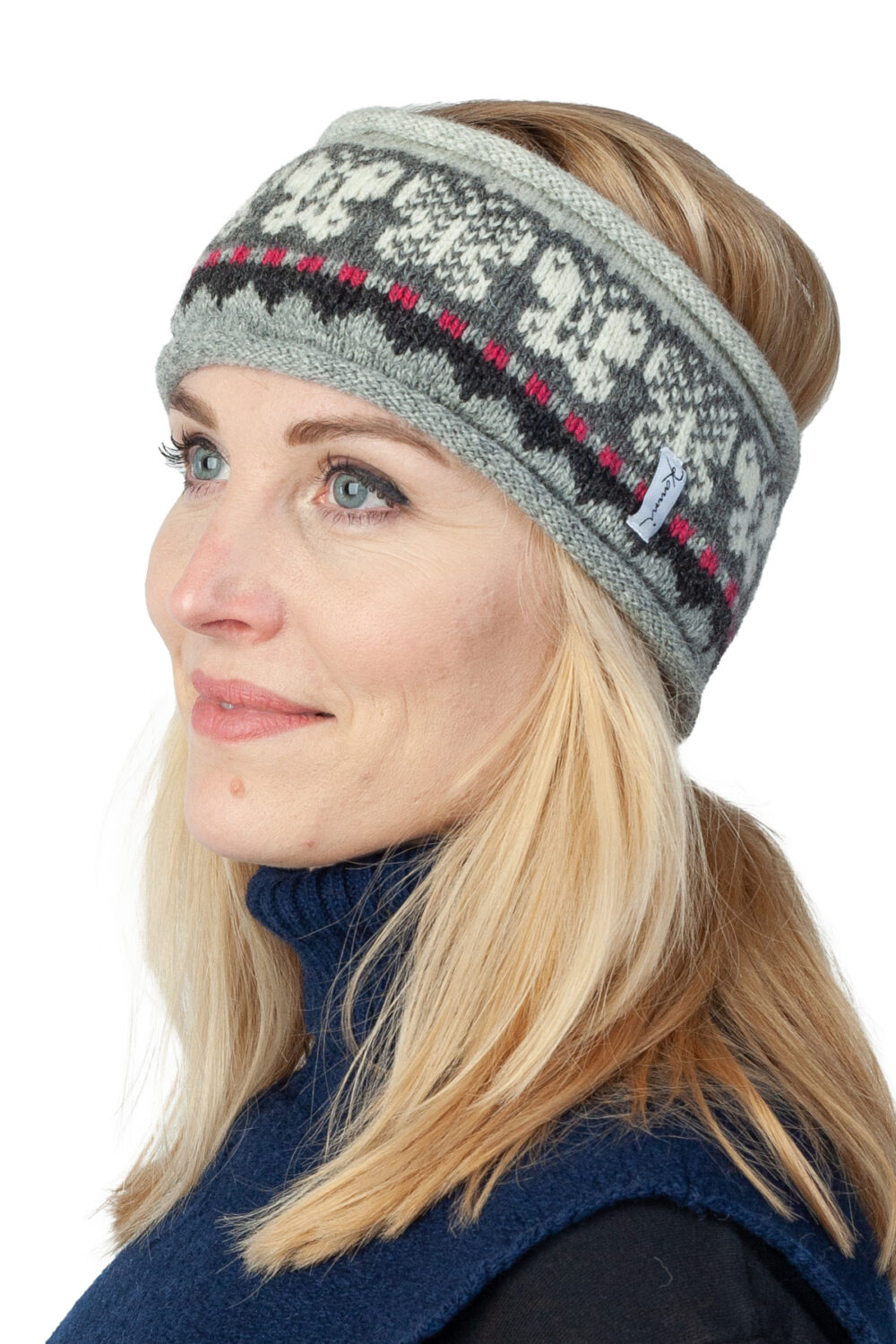 Wool headband with butterfly pattern - Image 1