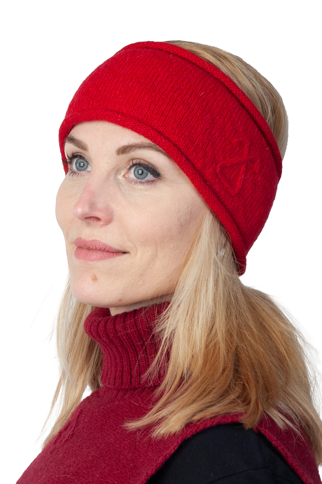 h-24-gg-wool-solid-colour-headband-fertility-symbol-front Villane ühevärviline peapael viljakuse väemärgiga - Pilt 1