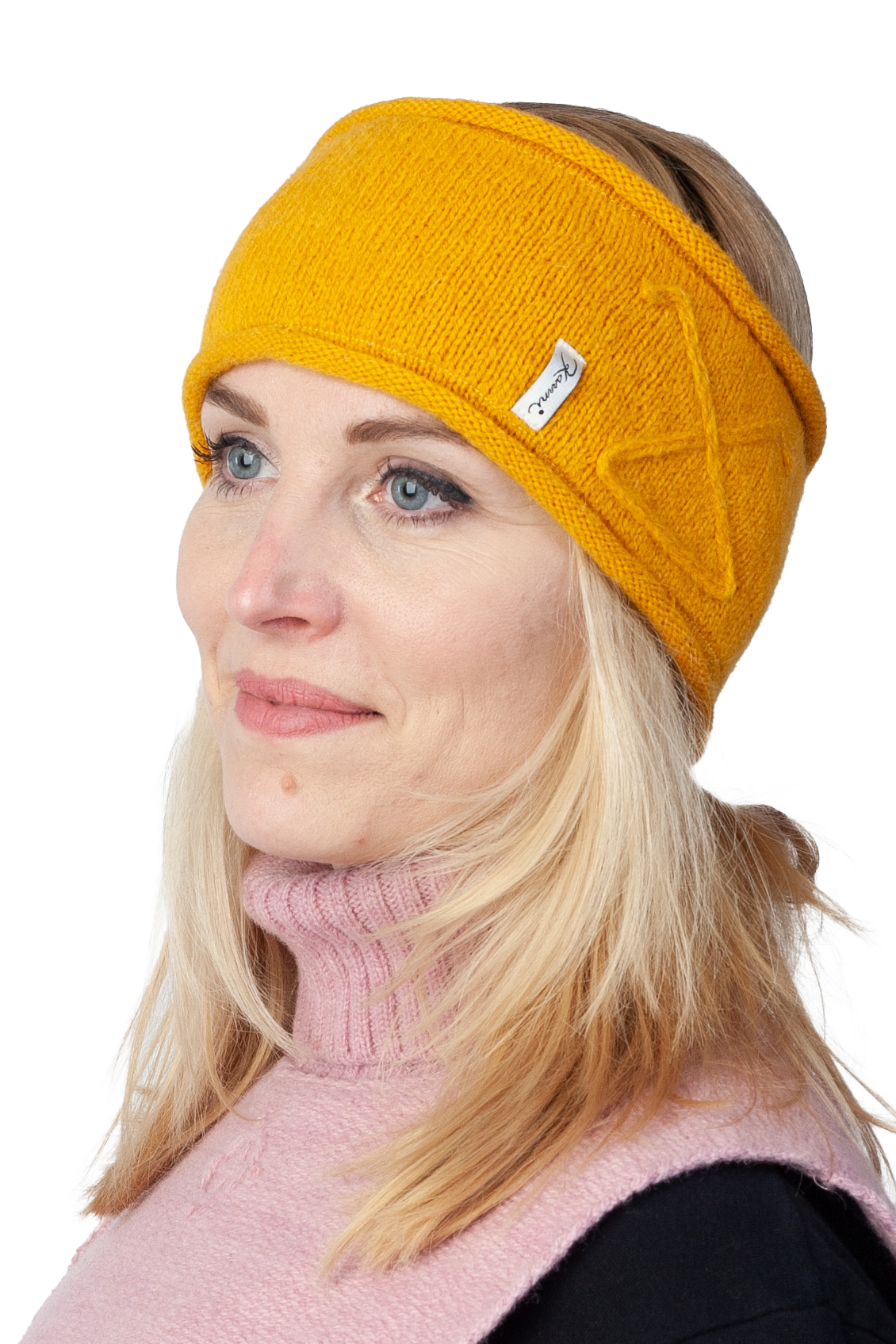 h-24-kk2-wool-solid-colour-headband-fertility-symbol-front Villane ühevärviline peapael viljakuse väemärgiga - Pilt 1