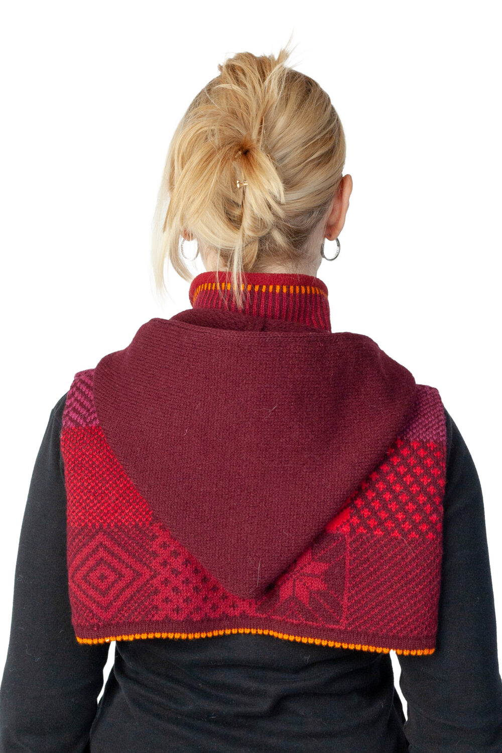 Wool neck warmer bib with zipper and hood - Image 2