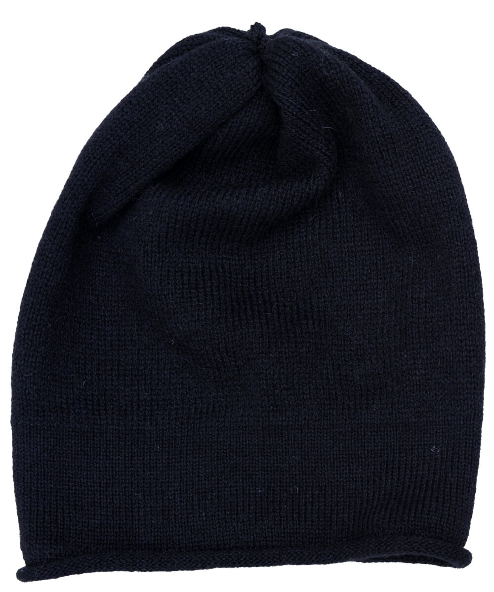 Wool solid-colour beanie hat - Image 2