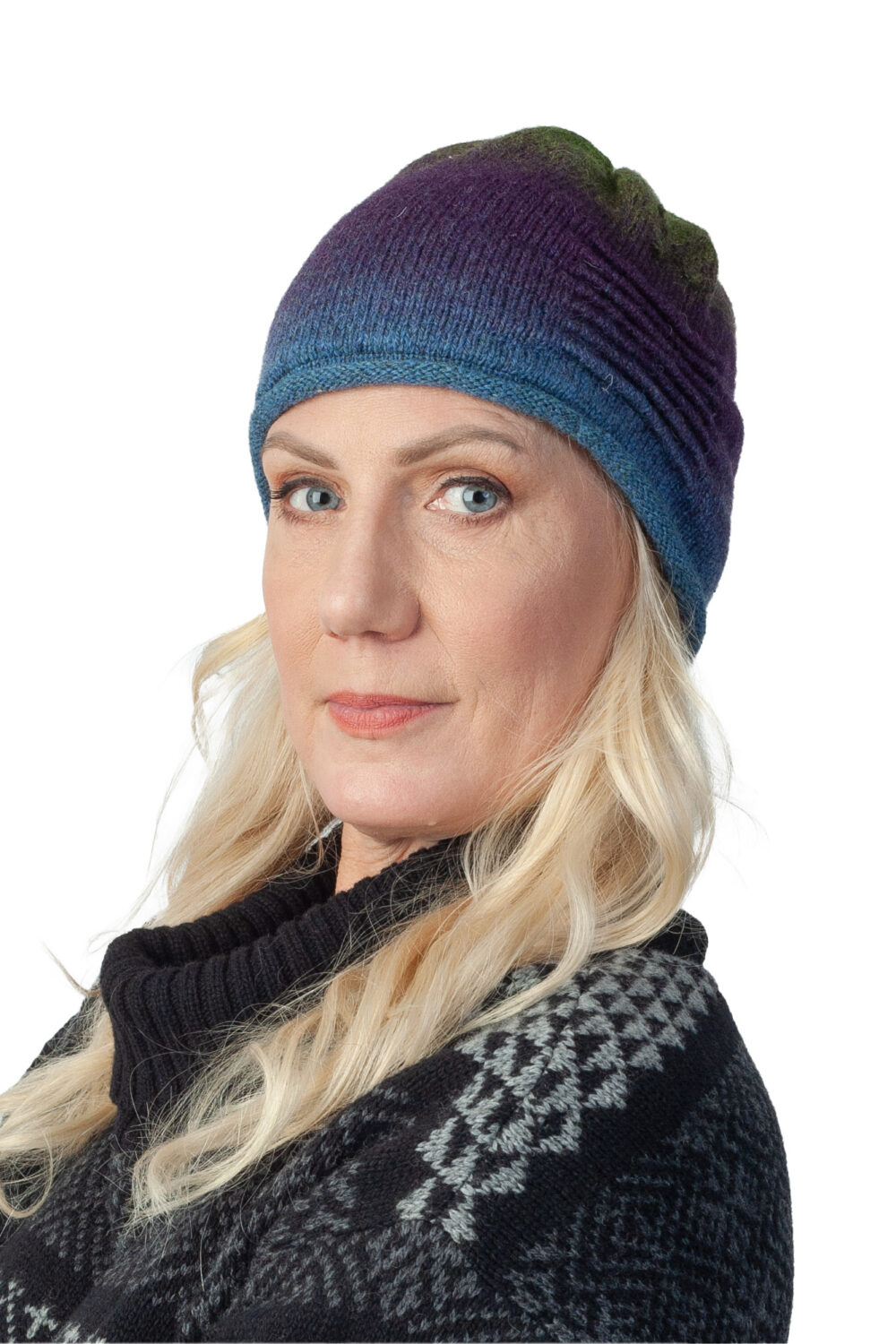 m-145-efl-wool-hat-power-symbol-cord-pleats-front Wool hat with a power symbol and cord pleats - Image 1