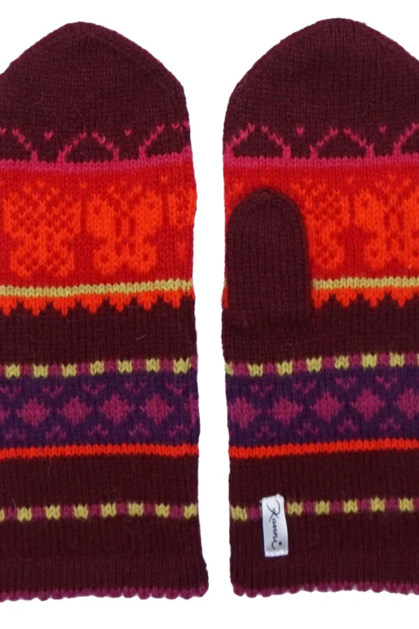 Wool mittens with butterflies – image 2