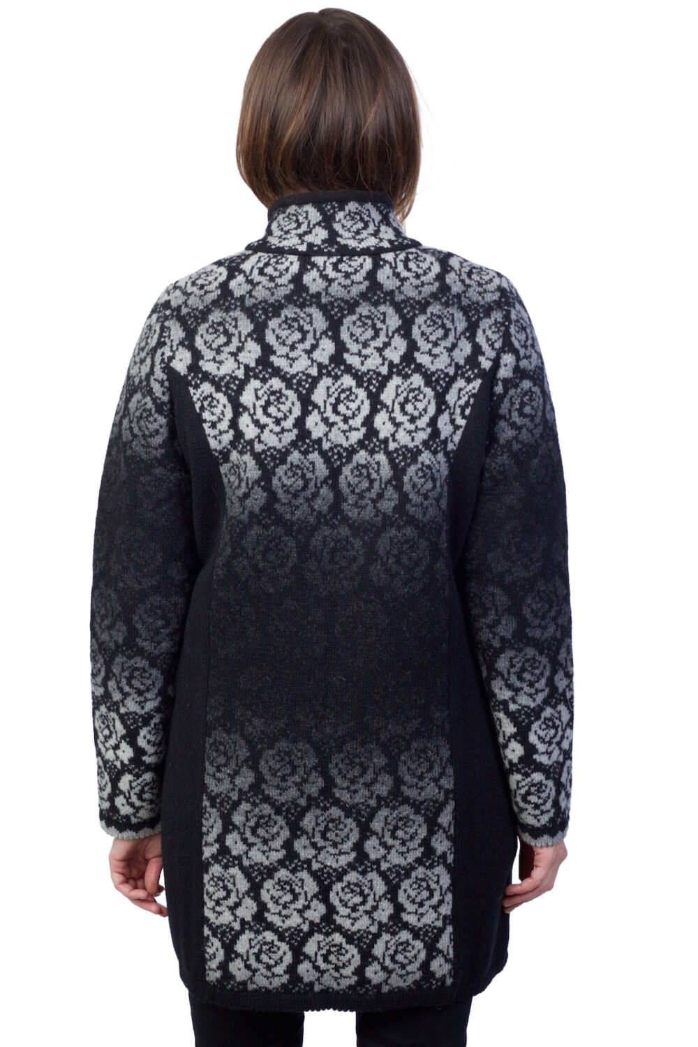 Long wool cardigan with roses - Image 2