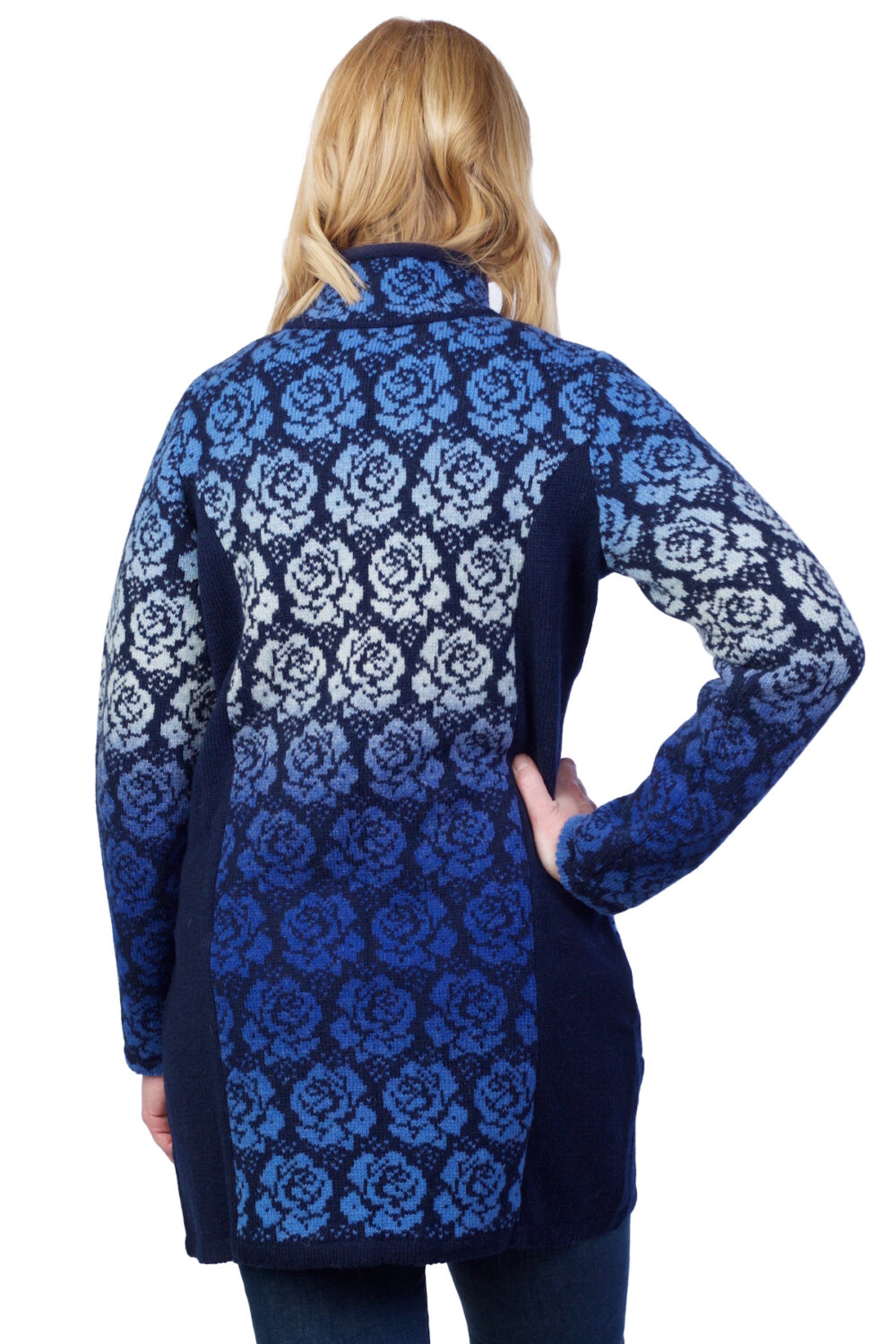 Long wool cardigan with roses - Image 2