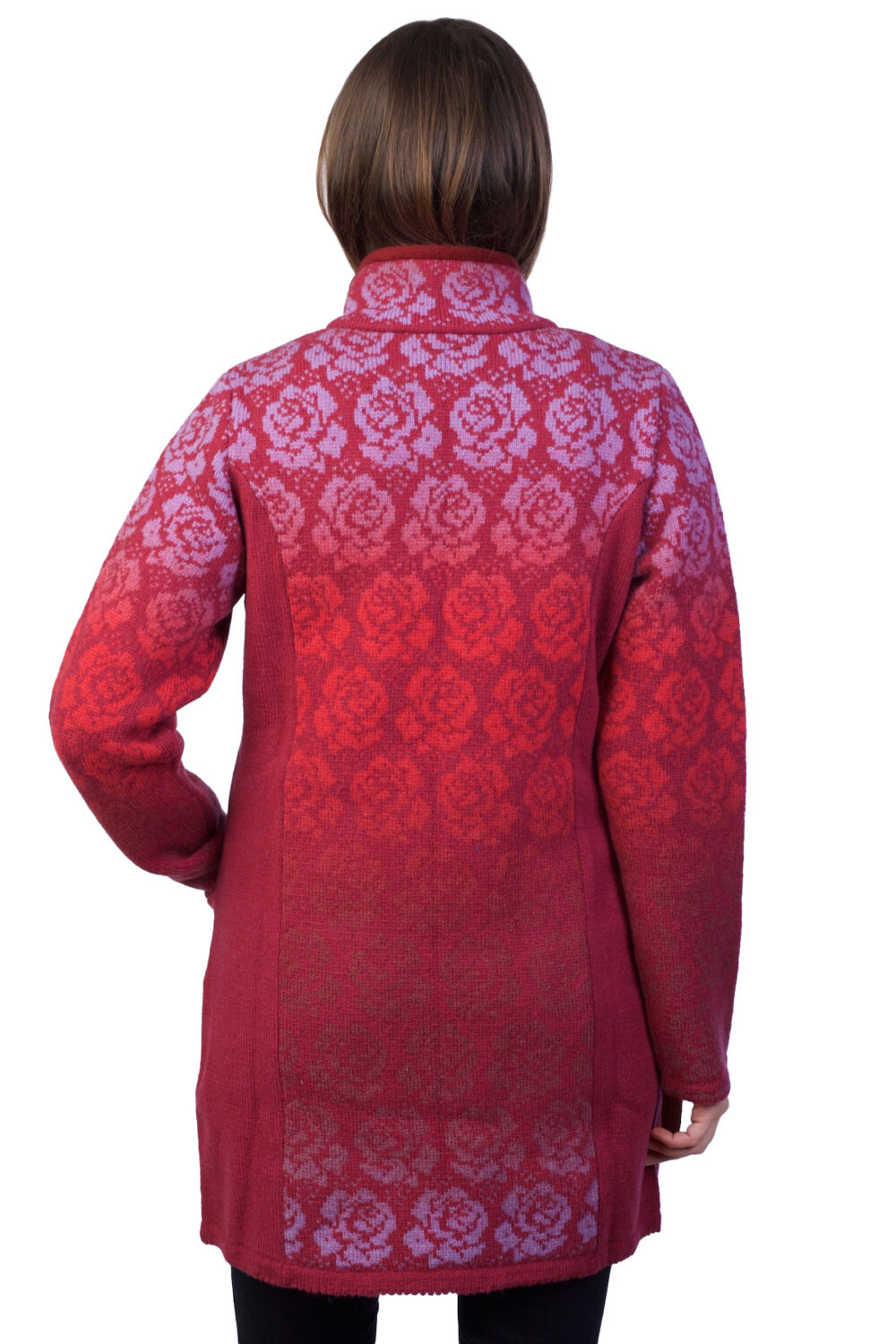 Long wool cardigan with roses - Image 2