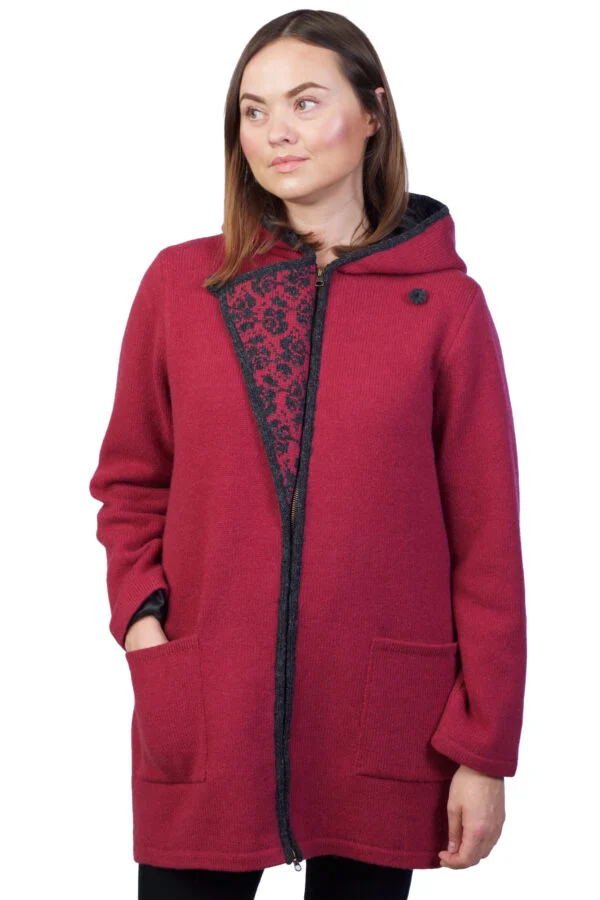 Wolljacke mit Kapuze und Futter