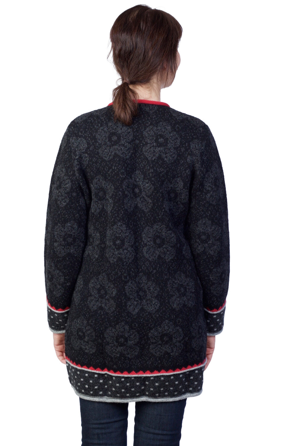Long wool cardigan with flowers - Image 2