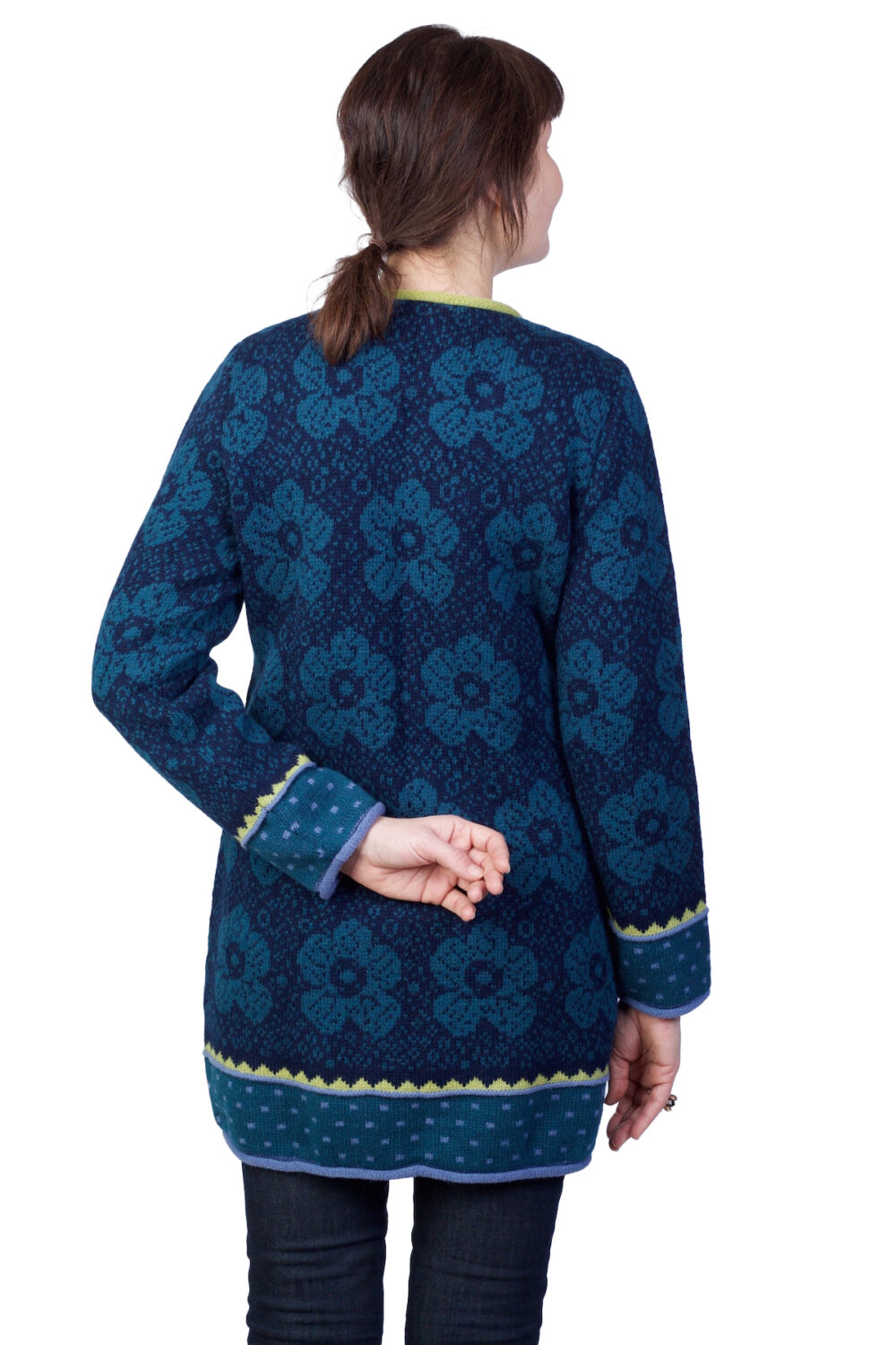 Long wool cardigan with flowers - Image 2
