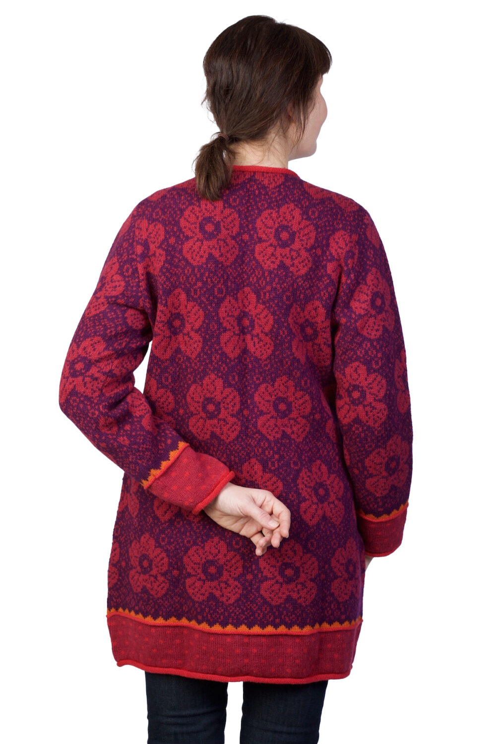Long wool cardigan with flowers - Image 2