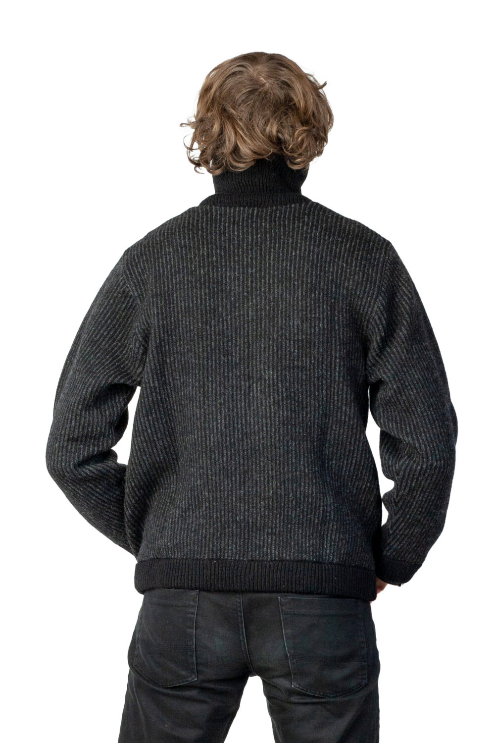 Unisex wool jacket with stripes collar and lining - Image 3