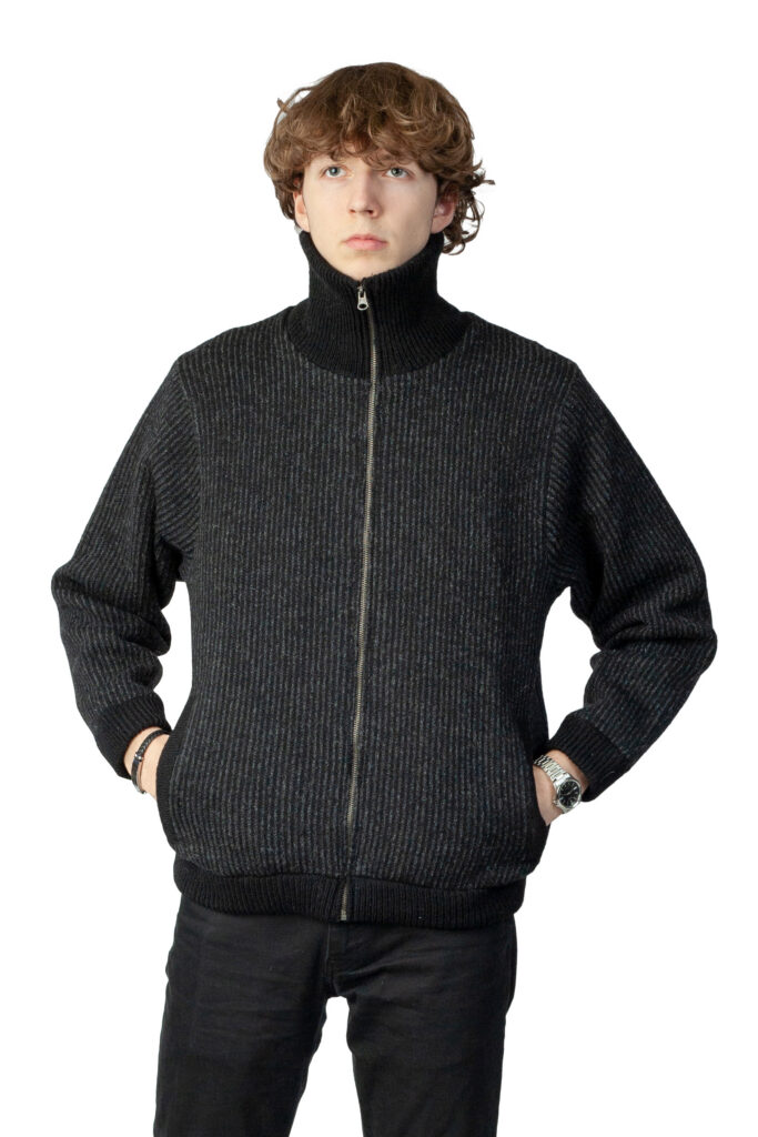 Unisex wool jacket with stripes collar and lining