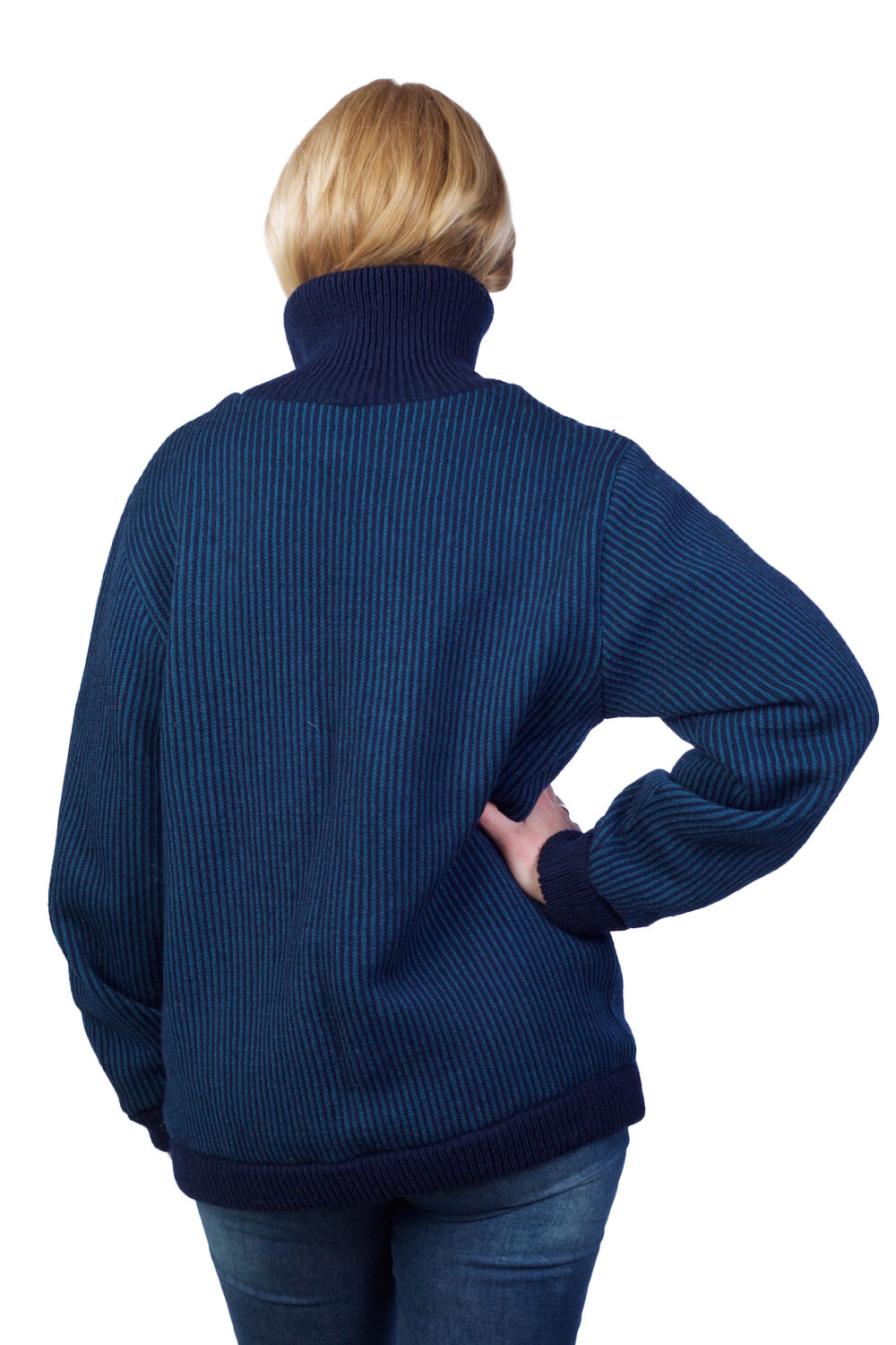 Unisex wool jacket with stripes collar and lining - Image 4