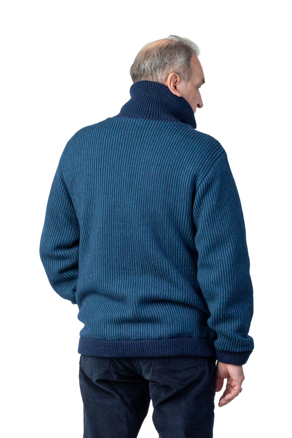 Unisex wool jacket with stripes collar and lining - Image 5