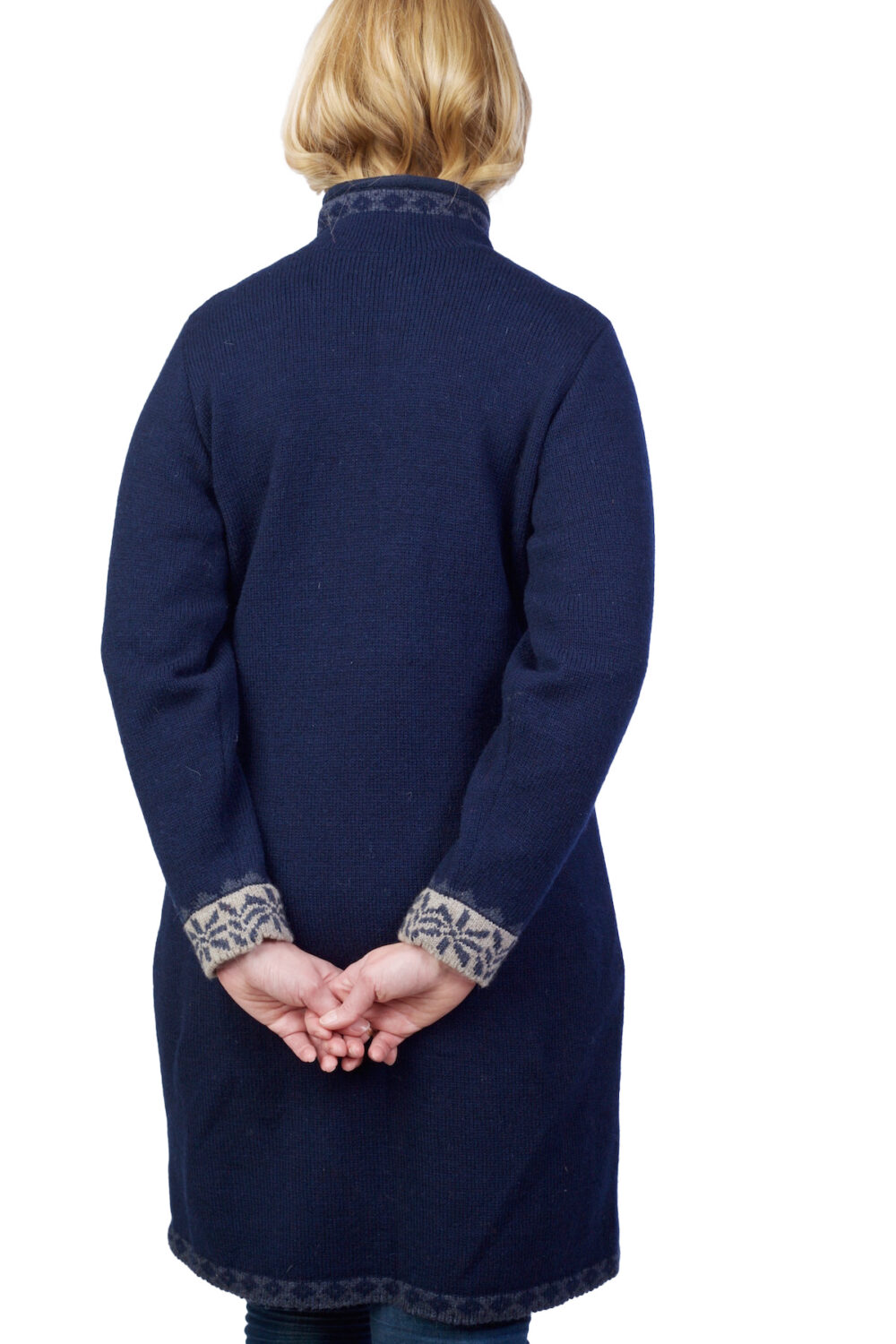 Long wool jacket with high collar and lining - Image 2