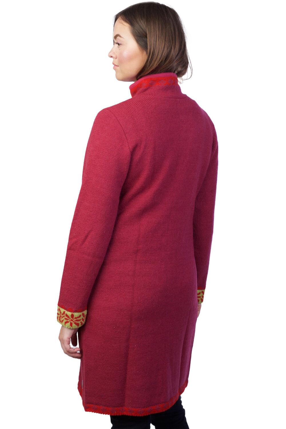 Long wool jacket with high collar and lining - Image 2