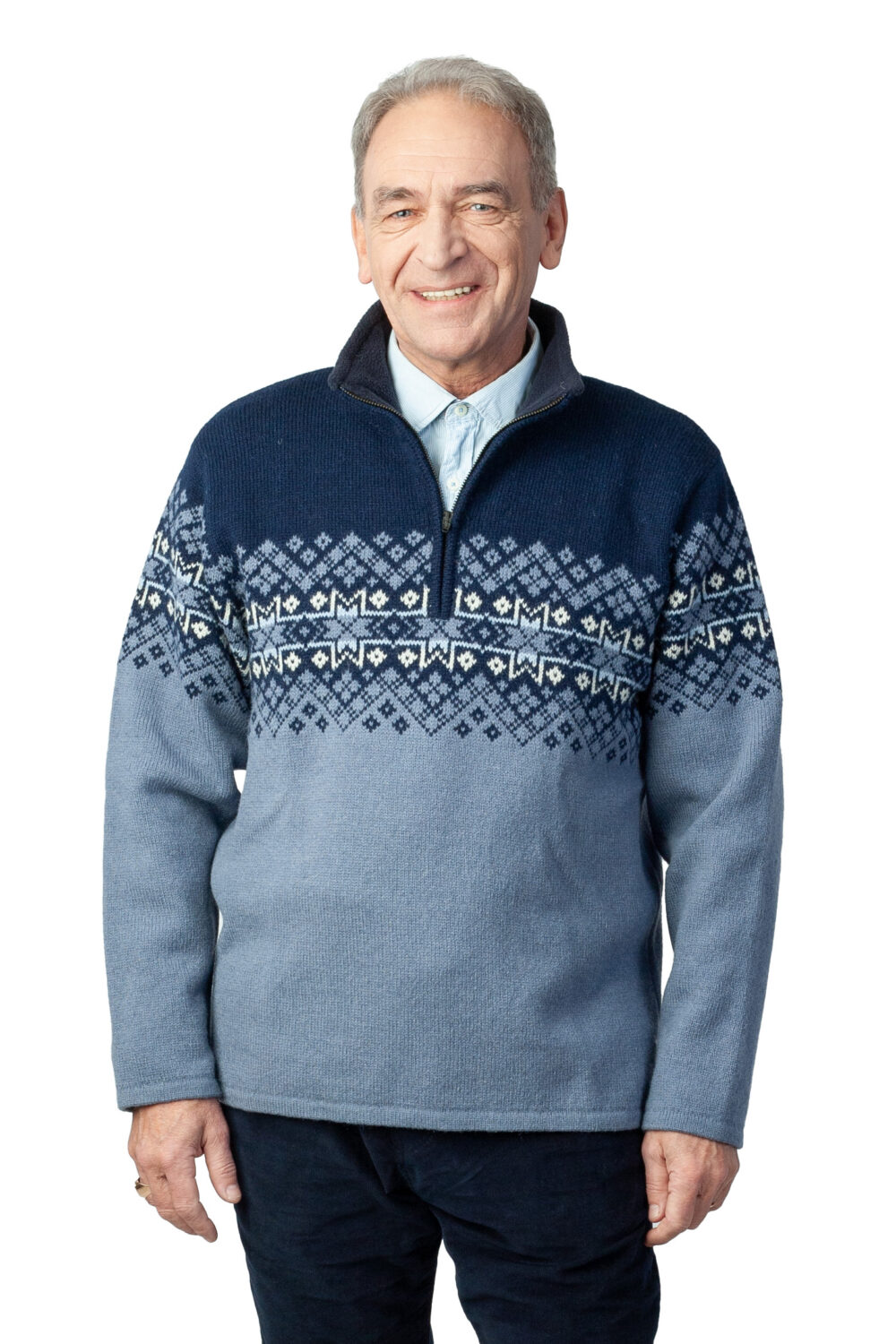 Wool pullover with half zipper - Image 1