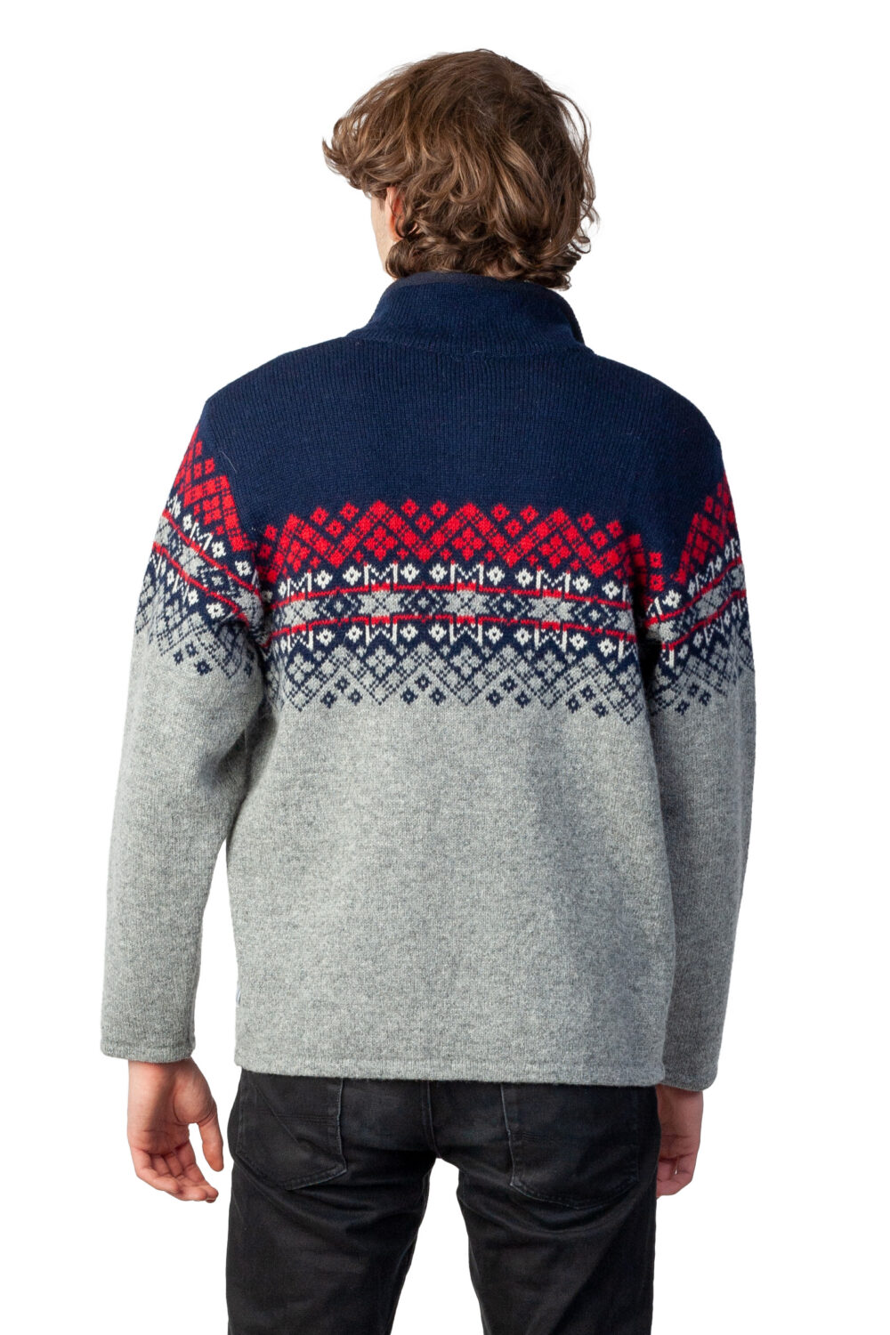 Wool pullover with half zipper - Image 3