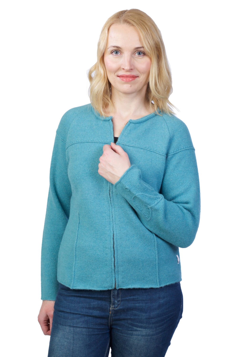t-550-ss3-short-wool-cardigan-embroidery-front Short wool cardigan with embroidery - Image 1