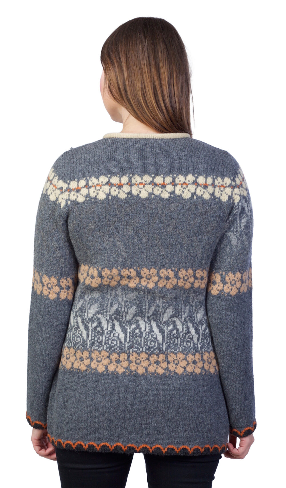 Wool cardigan with floral pattern and zipper - Image 2