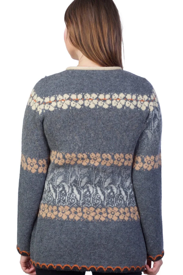 Wool cardigan with floral pattern and zipper – image 2
