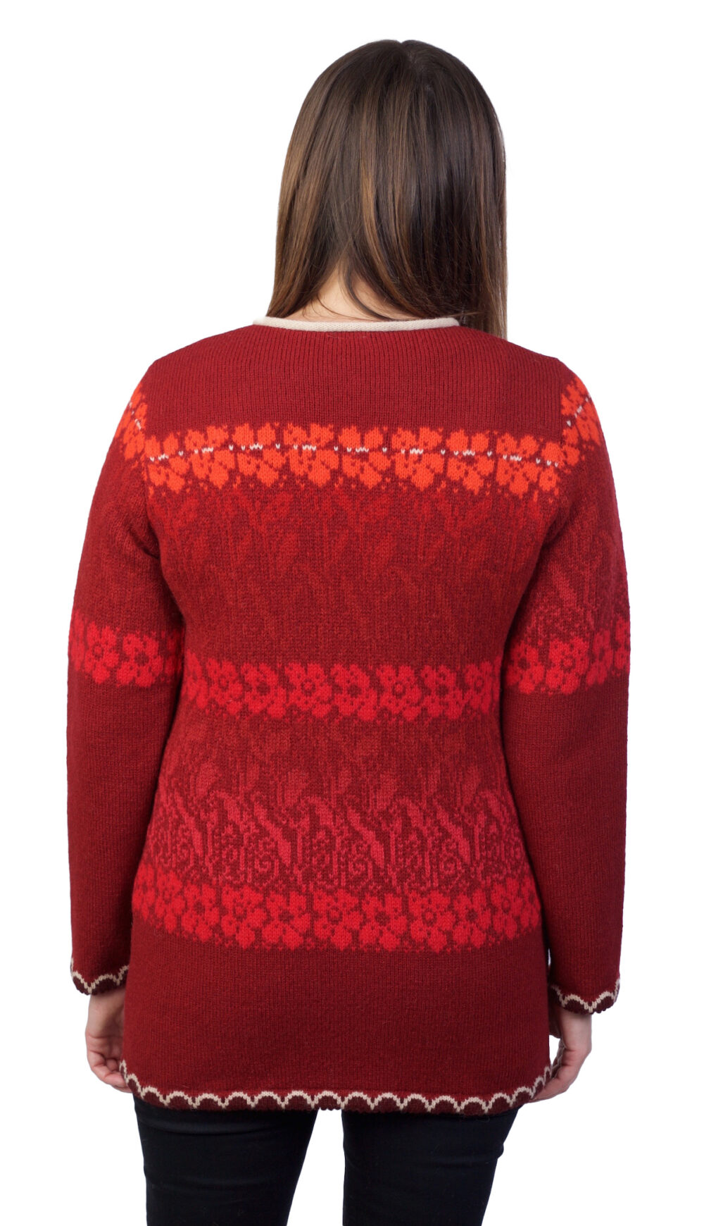 Wool cardigan with floral pattern and zipper - Image 3