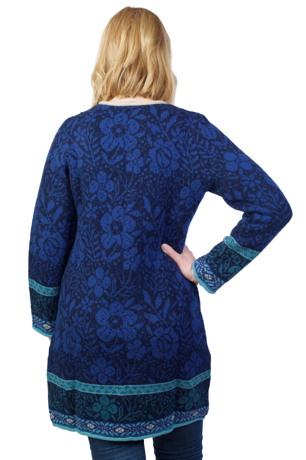 Long wool cardigan with flower patterns - Image 3