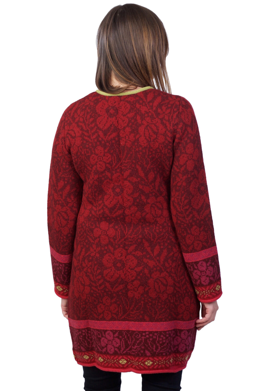 Long wool cardigan with flower patterns - Image 3