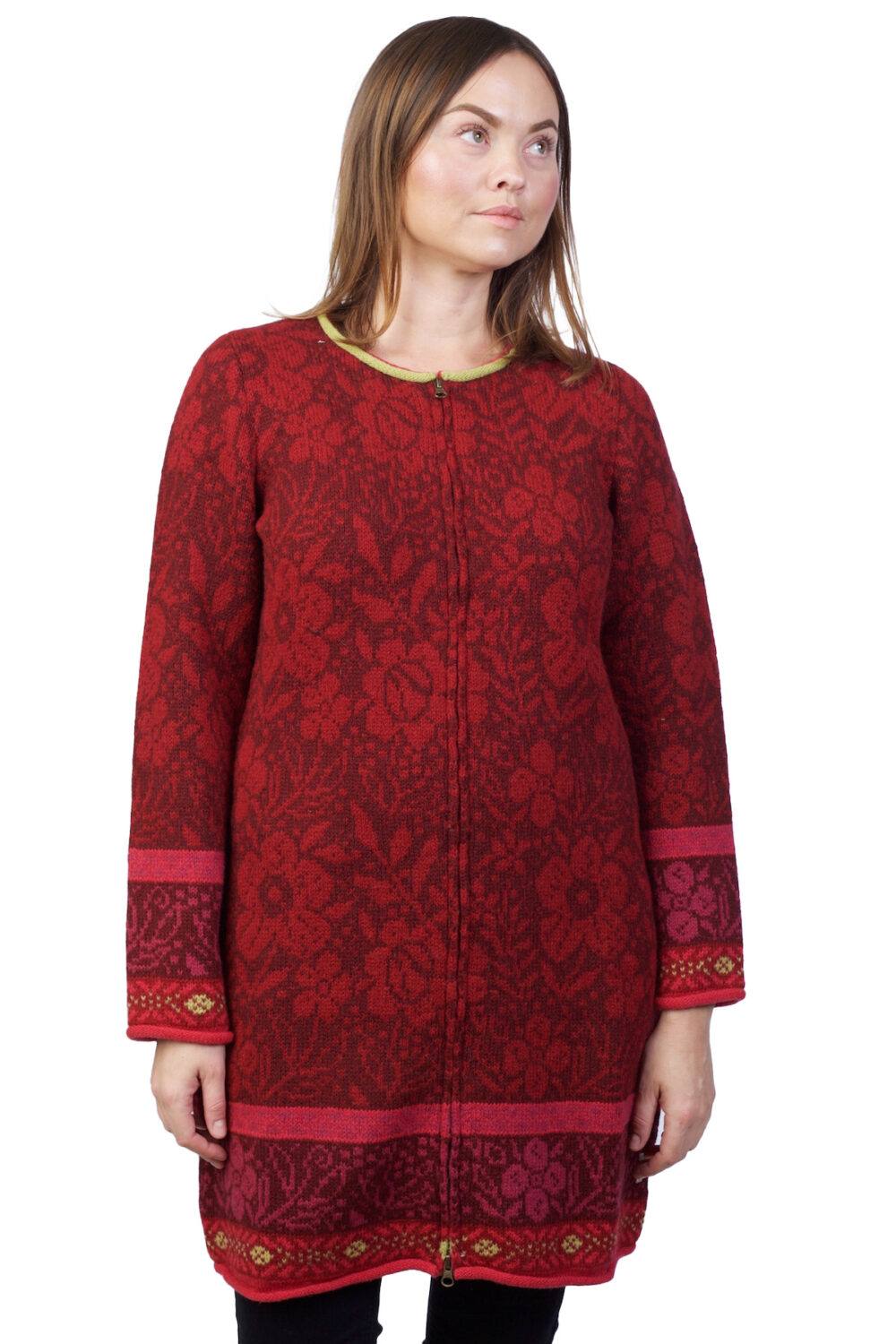 t-572-mm1-long-wool-cardigan-flower-patterns-front Long wool cardigan with flower patterns - Image 1