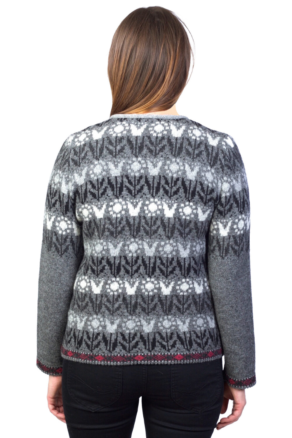 Short wool cardigan with tulip pattern - Image 2