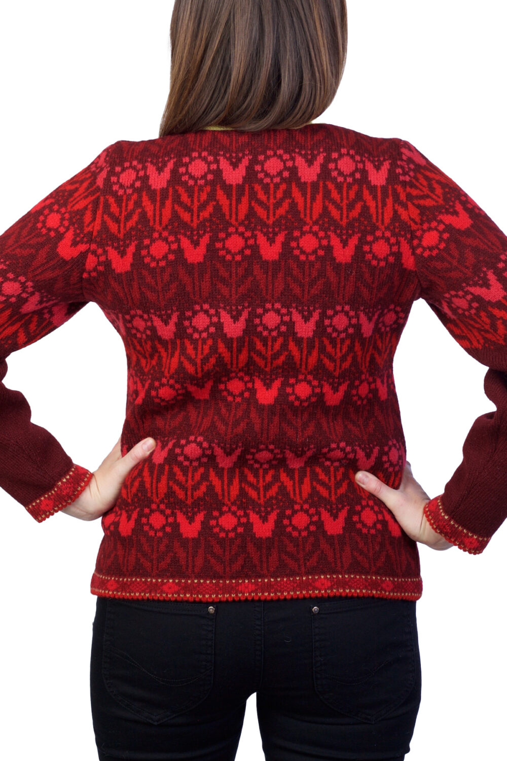 Short wool cardigan with tulip pattern - Image 2