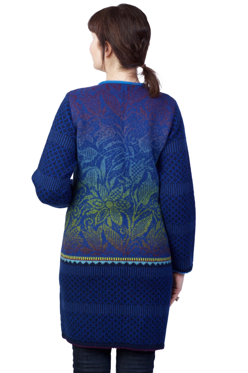 Long wool cardigan with patterns - Image 2