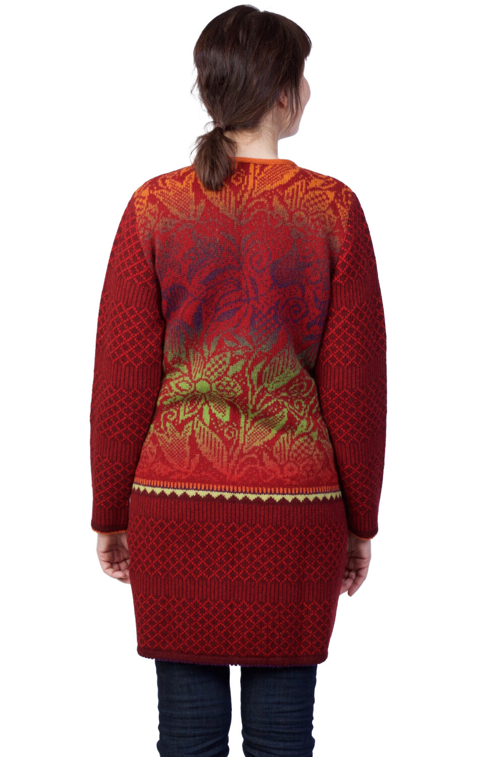 Long wool cardigan with patterns - Image 3