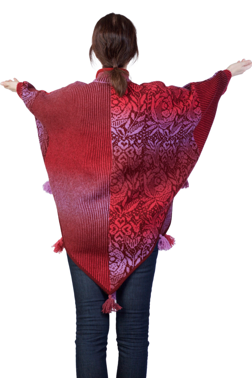 Wool triangle poncho with half zipper - Image 2