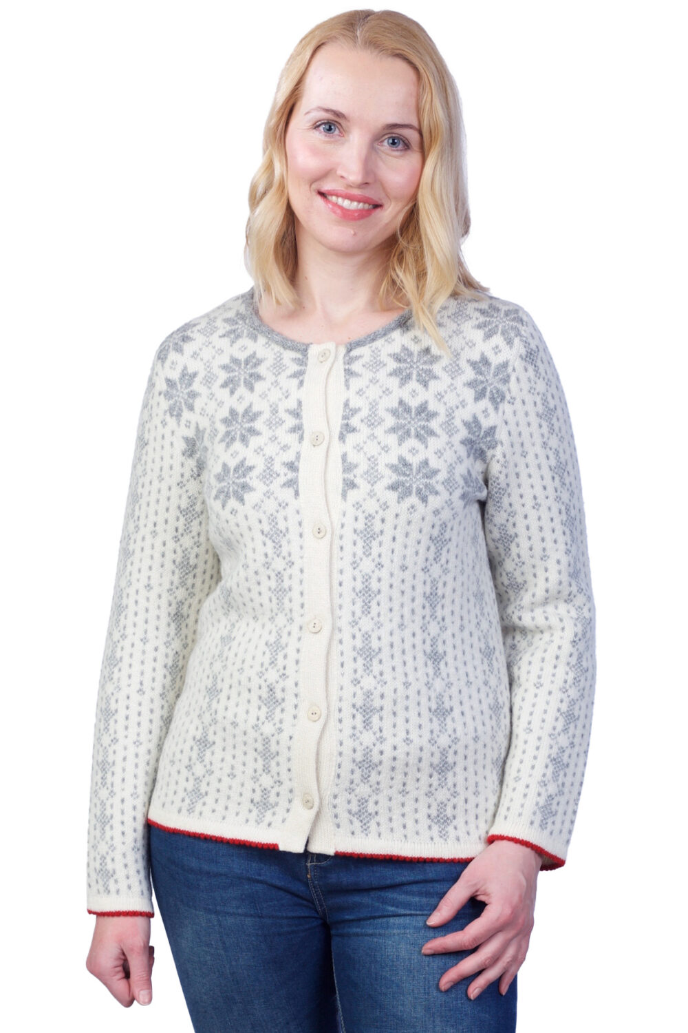 Short wool cardigan with buttons - Image 1