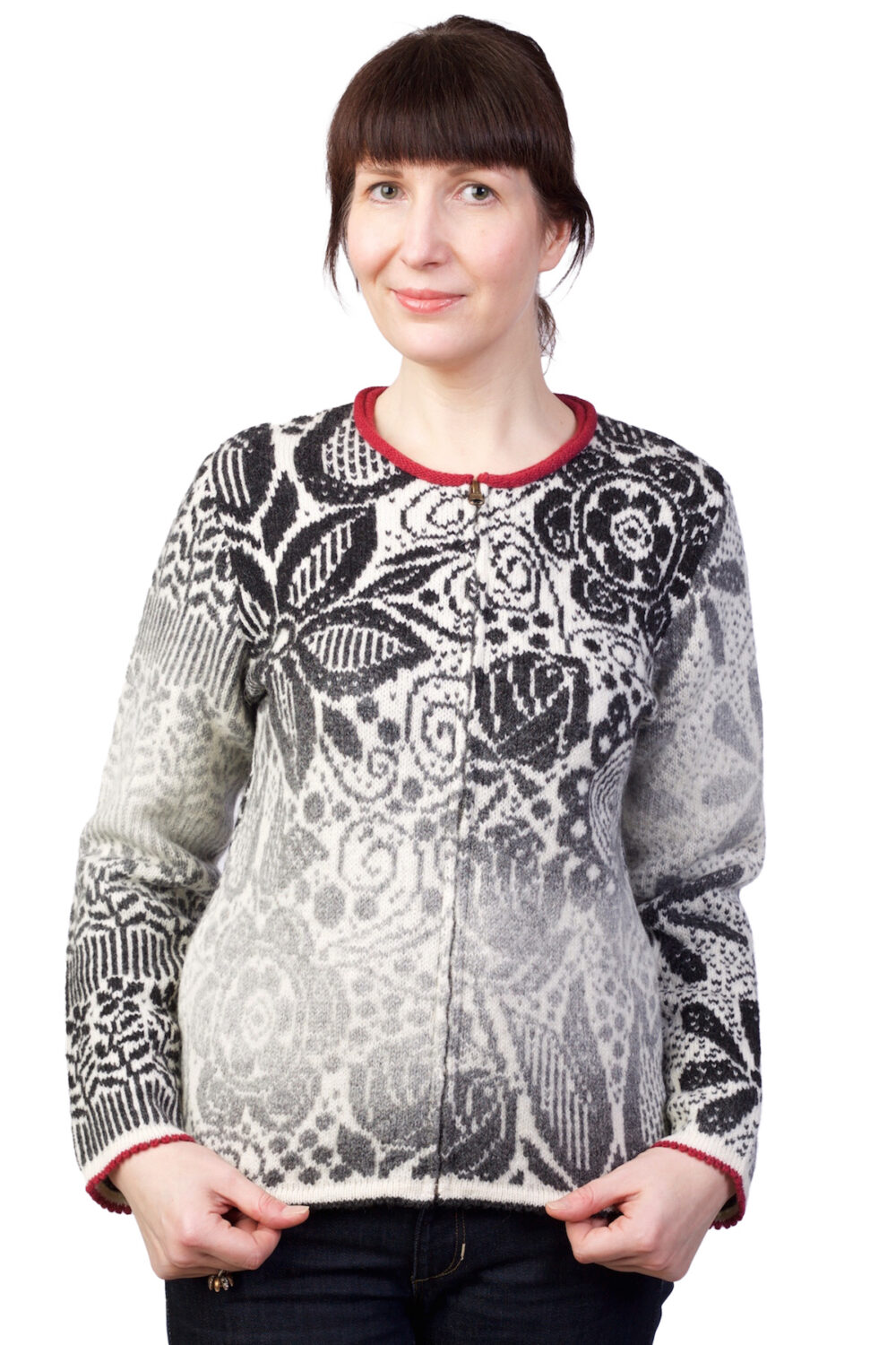 Short wool cardigan with a floral pattern - Image 2