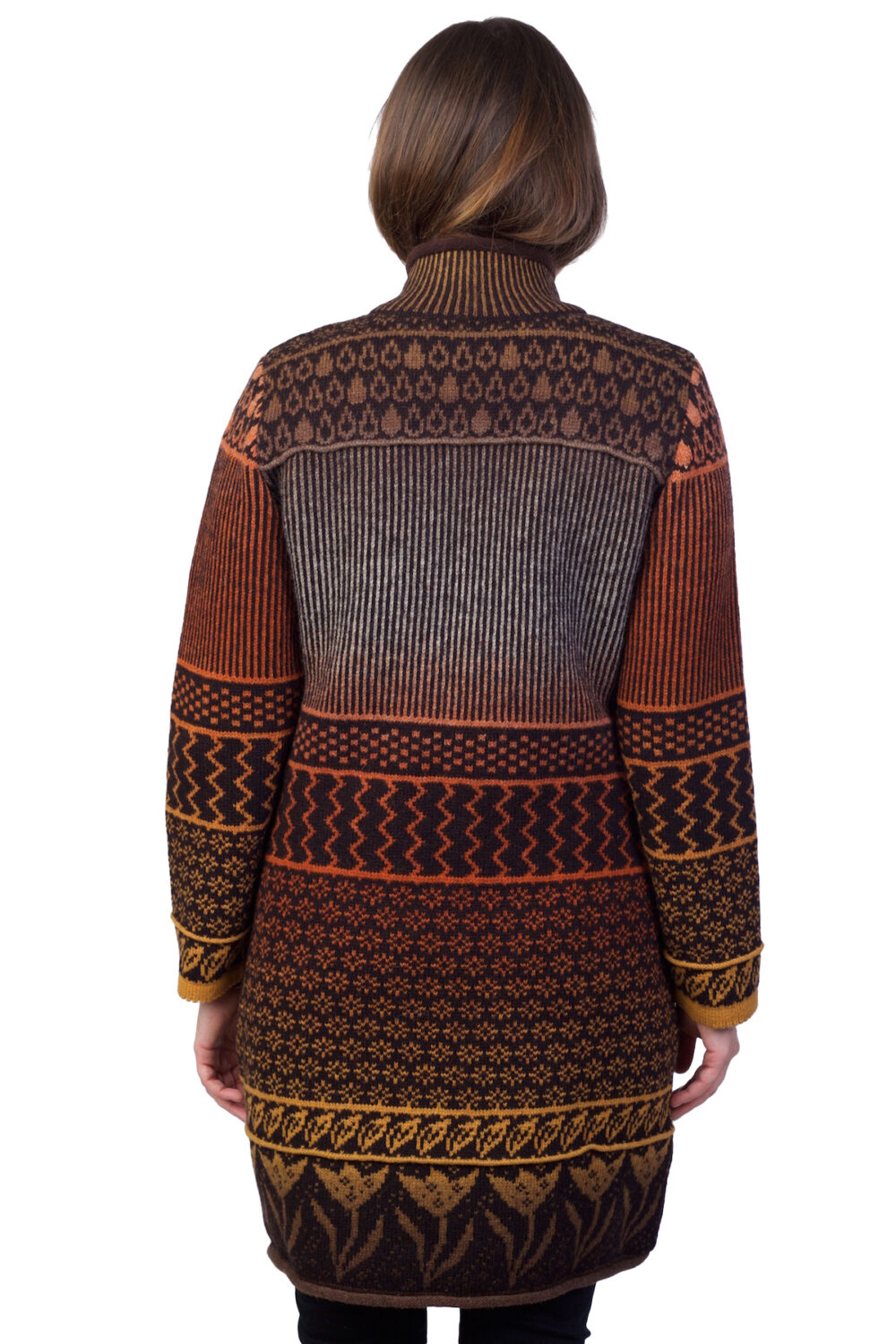 Wool cardigan with weather patterns pockets and zipper - Image 2