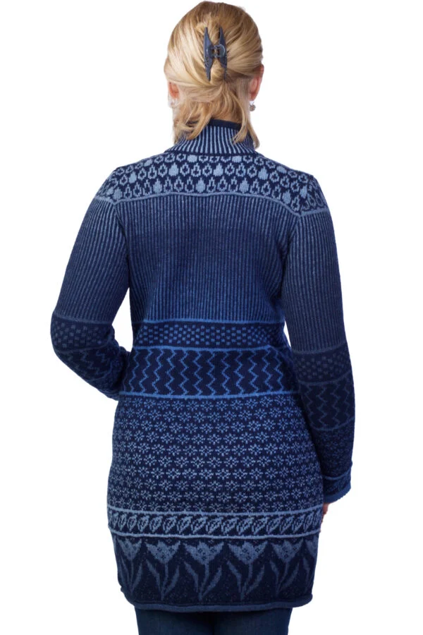 Wool cardigan with weather patterns pockets and zipper – image 2