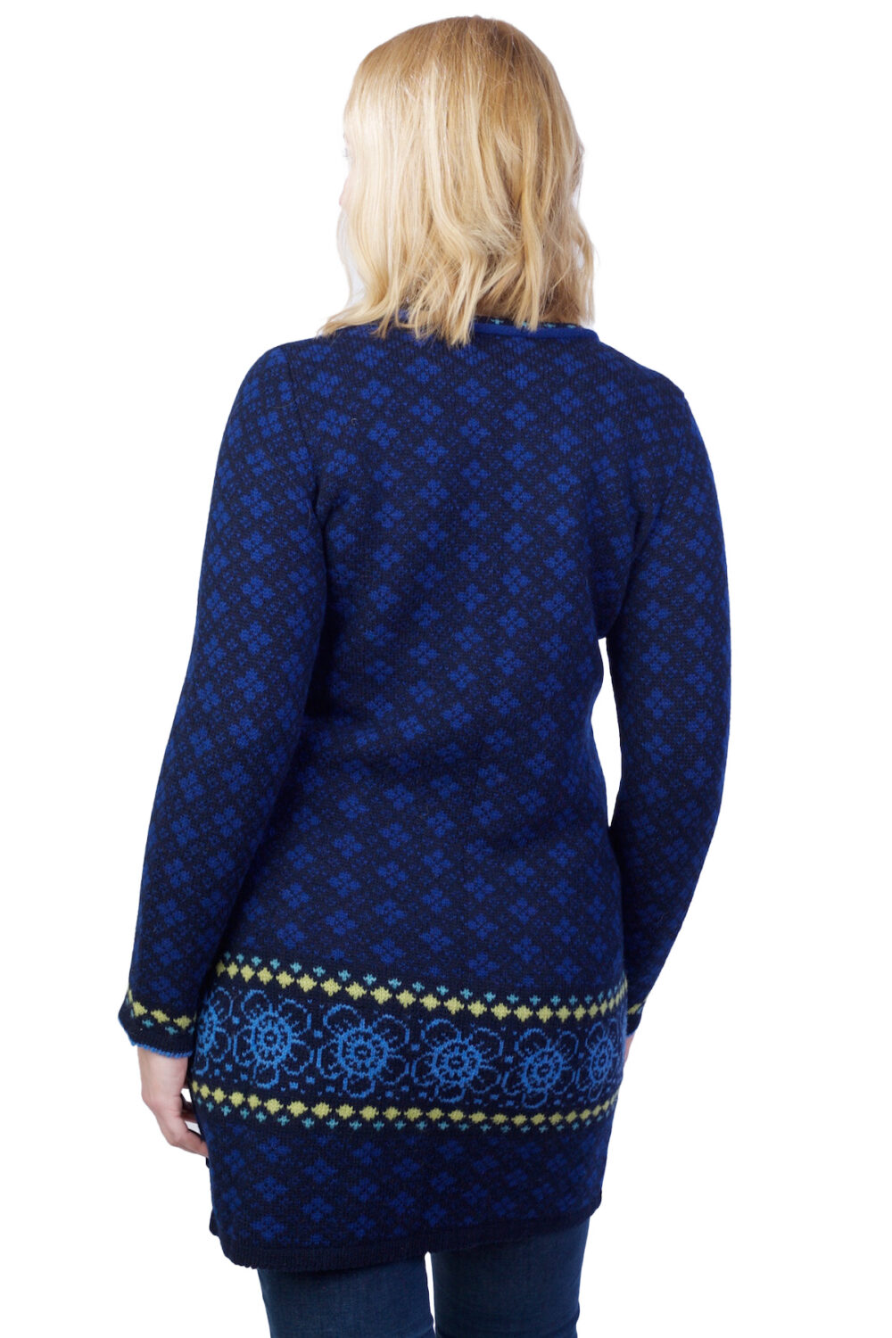 Long wool floral-patterned cardigan with a zipper - Image 2