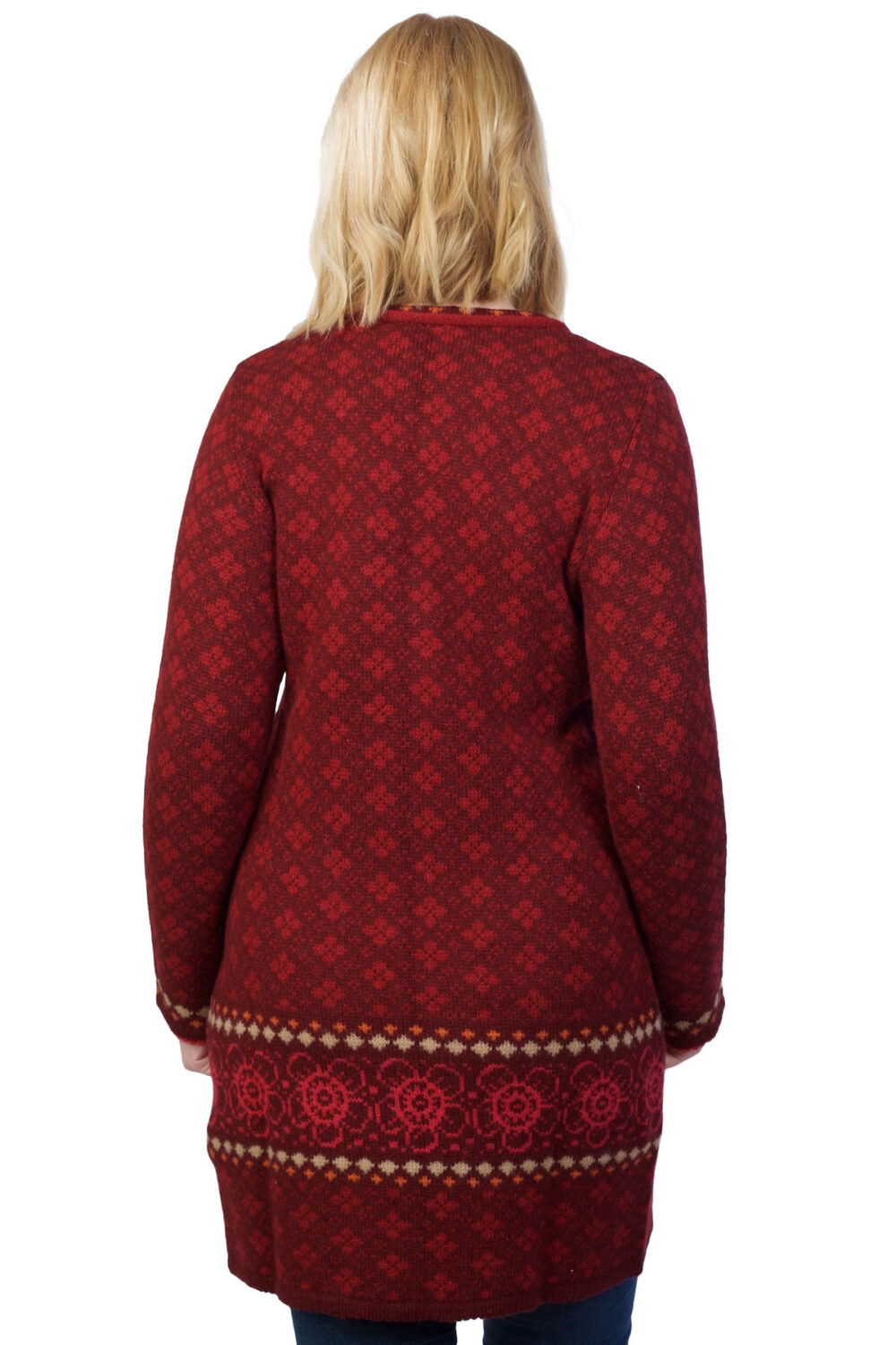 Long wool floral-patterned cardigan with a zipper - Image 2