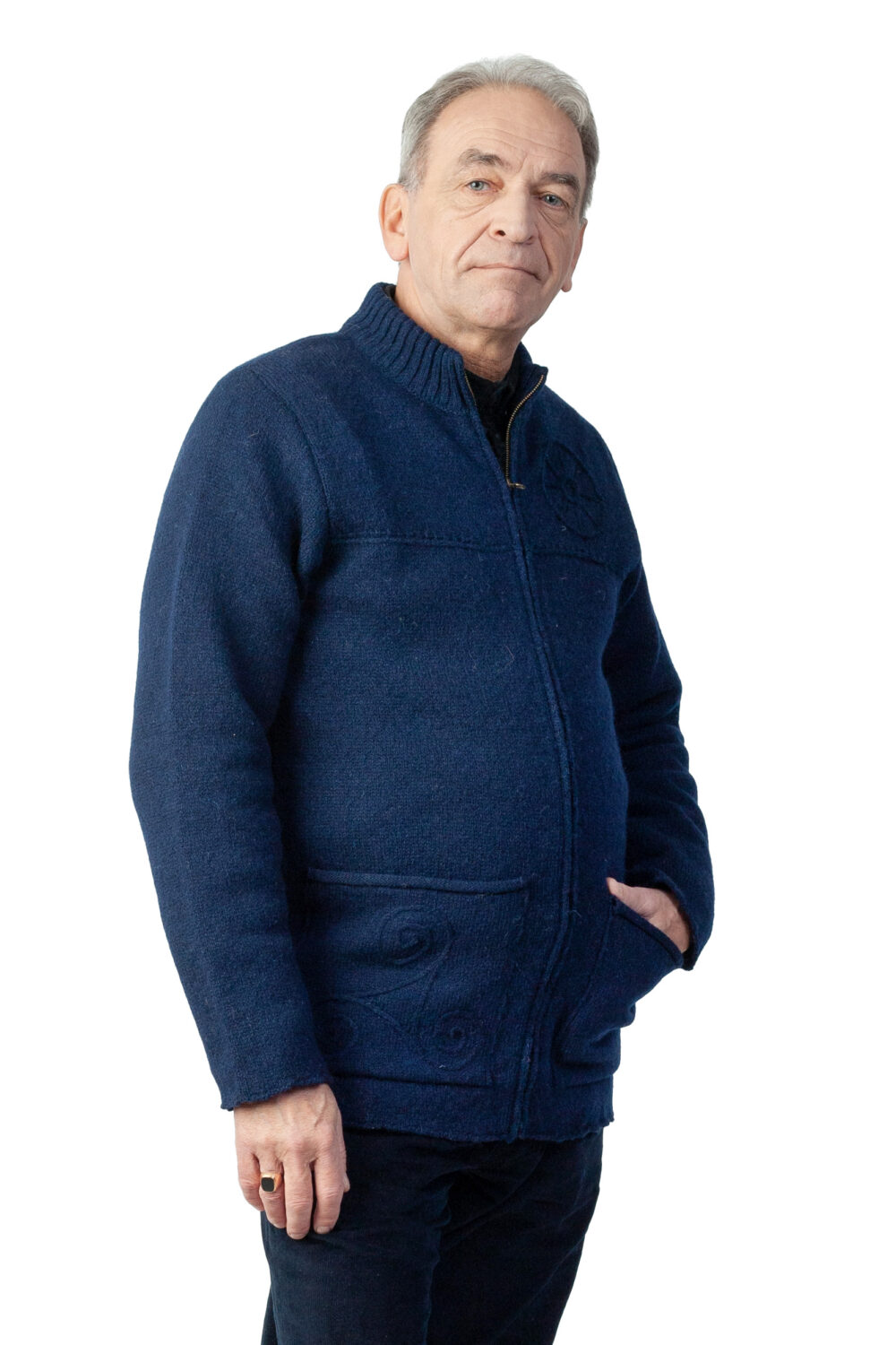 Wool cardigan with power symbols and pockets - Image 4