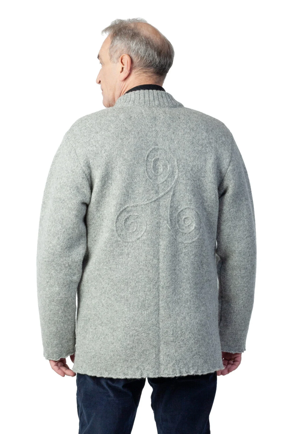 Uldcardigan med kraftsymboler og lommer