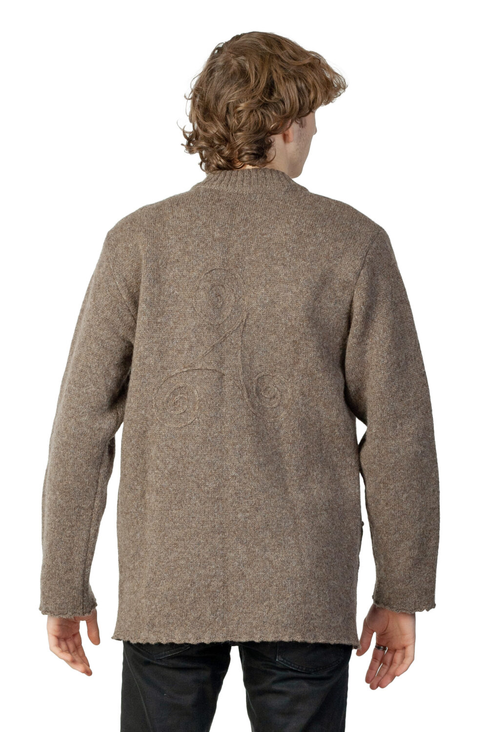 Wool cardigan with power symbols and pockets - Image 3