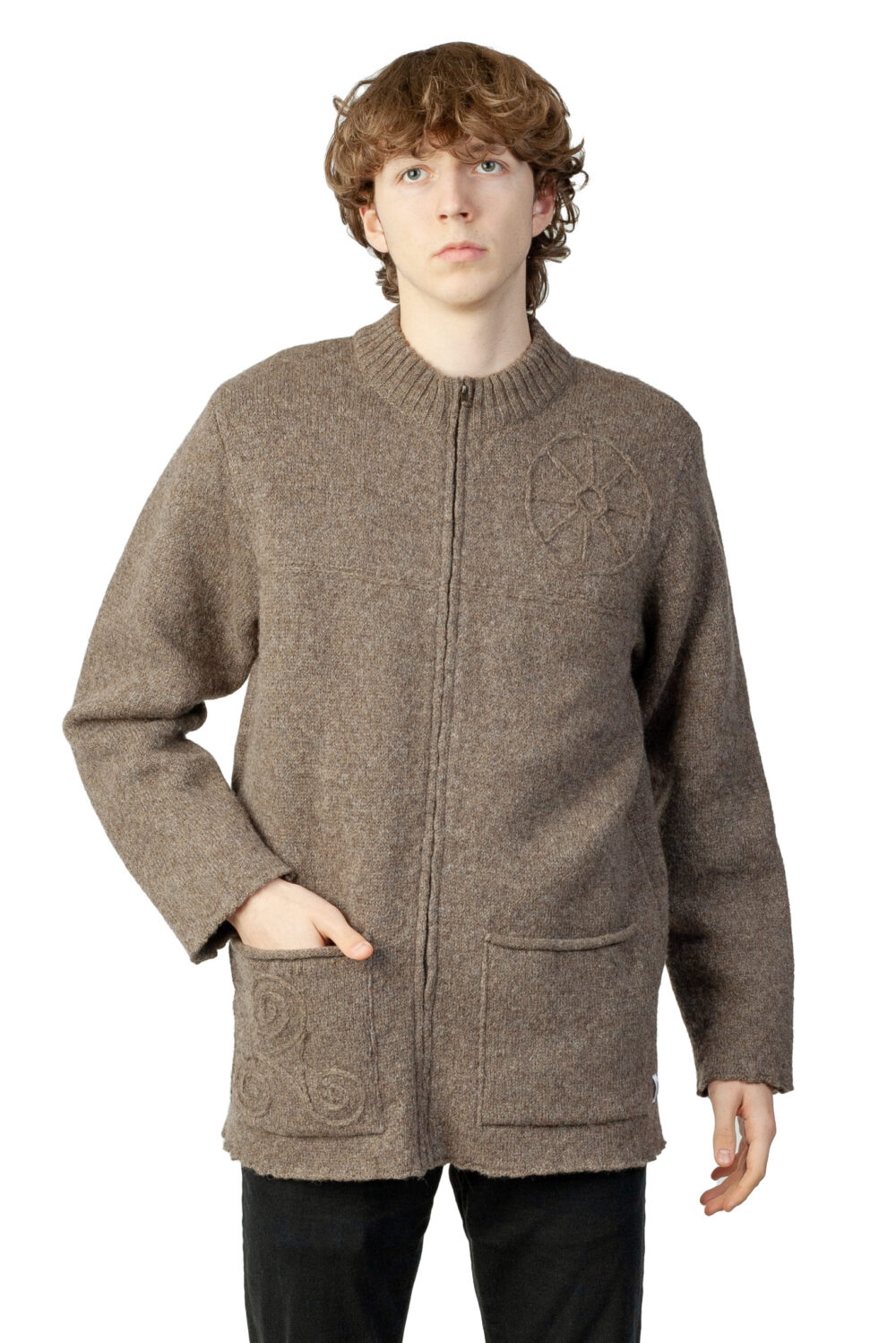 t-618-pp1-wool-cardigan-power-symbols-pockets-front3 Wool cardigan with power symbols and pockets - Image 1