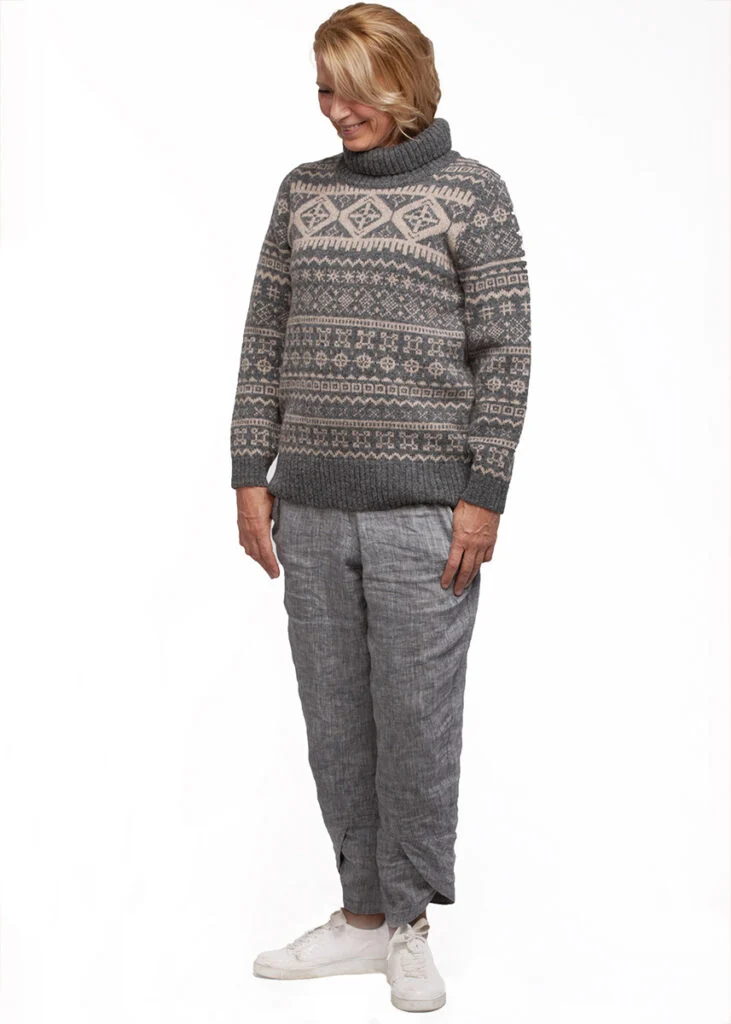 Wool pullover with magical protective symbols