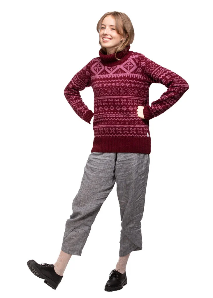 Wool pullover with magical protective symbols