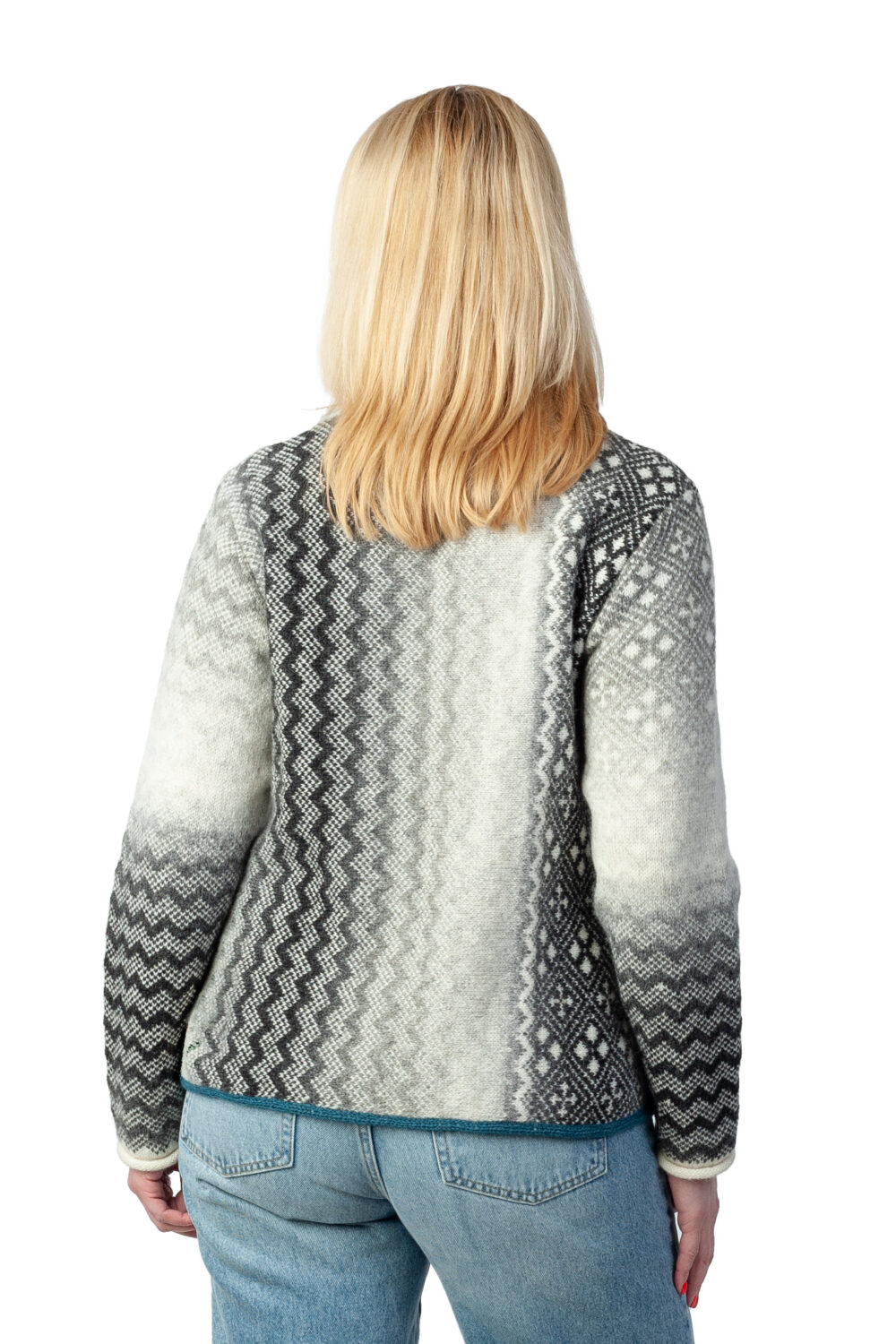 Short wool cardigan with a zigzag pattern - Image 3