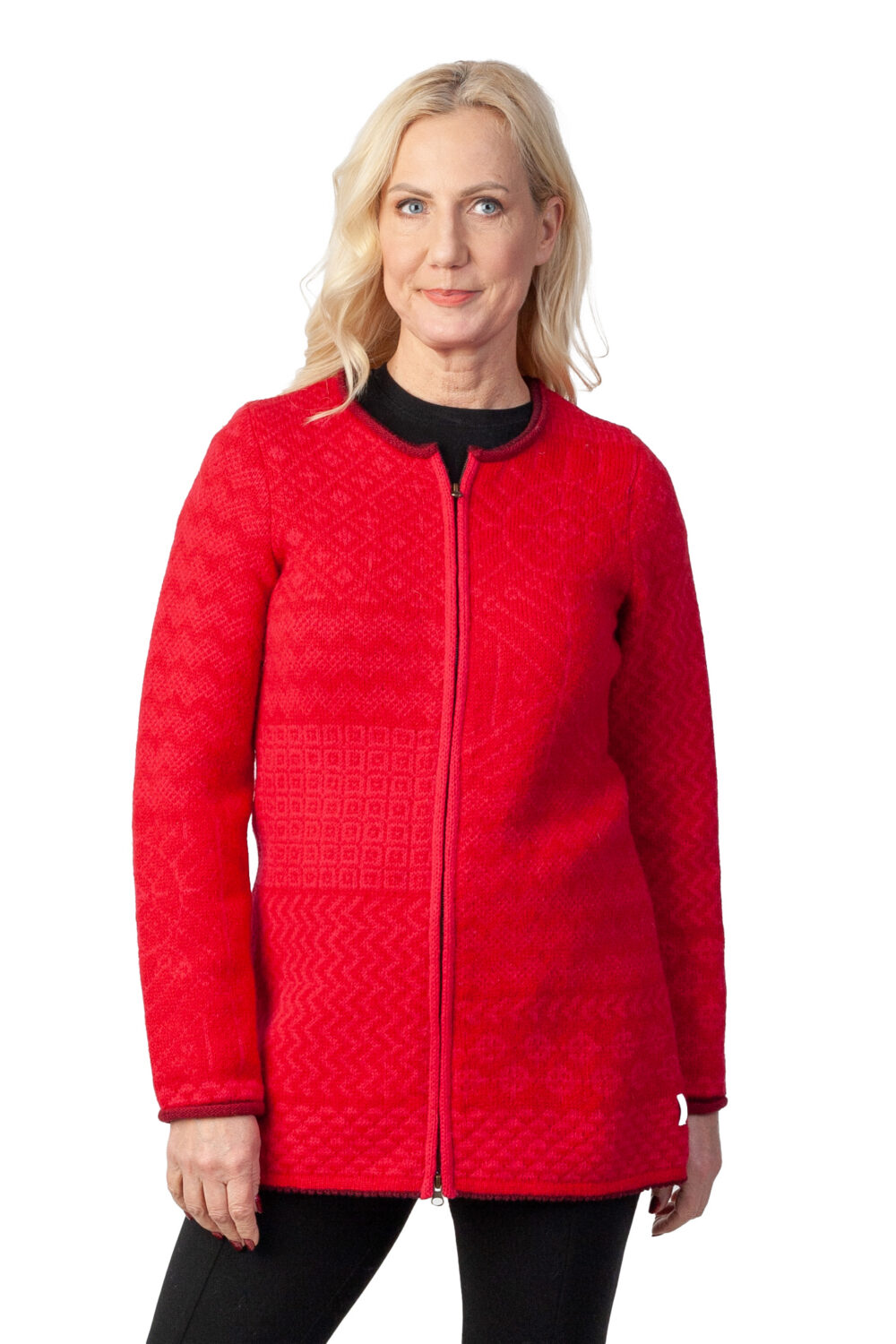 Wool cardigan with power patterns and a zipper - Image 2